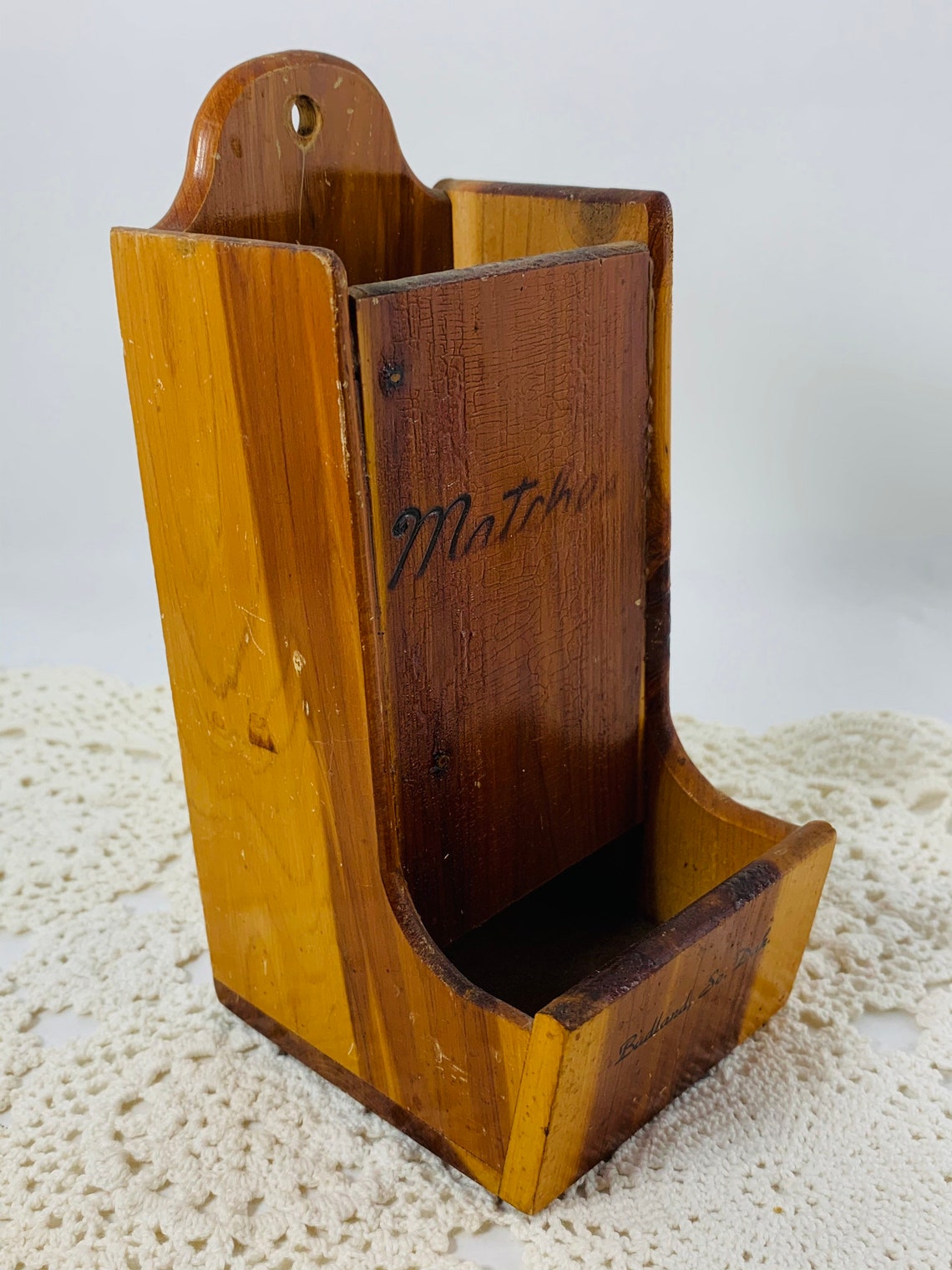 Vintage Matchbox Holder Wooden Match Holder South Dakota Etsy
