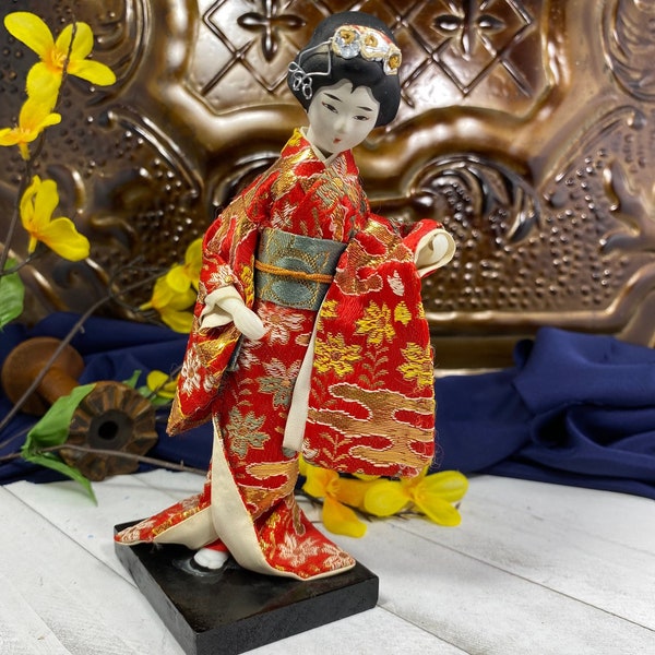 Vintage Japanese Geisha Girl Costume Doll, Japan Souvenir Doll