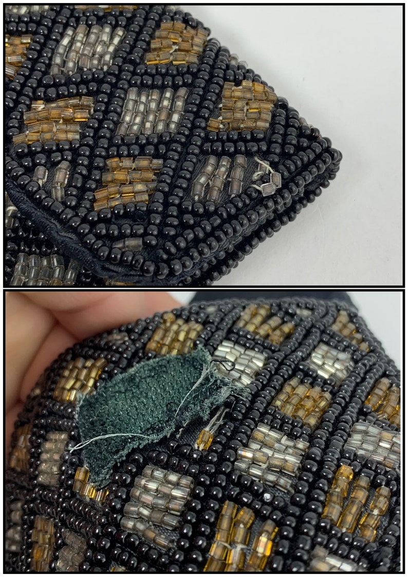 Vintage Beaded Purse Pouch, Seed Bead Accessories Bag image 7