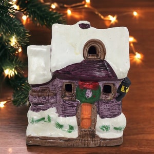 Christmas Lighted Ceramic House Illuminated Miniature Village Cottage