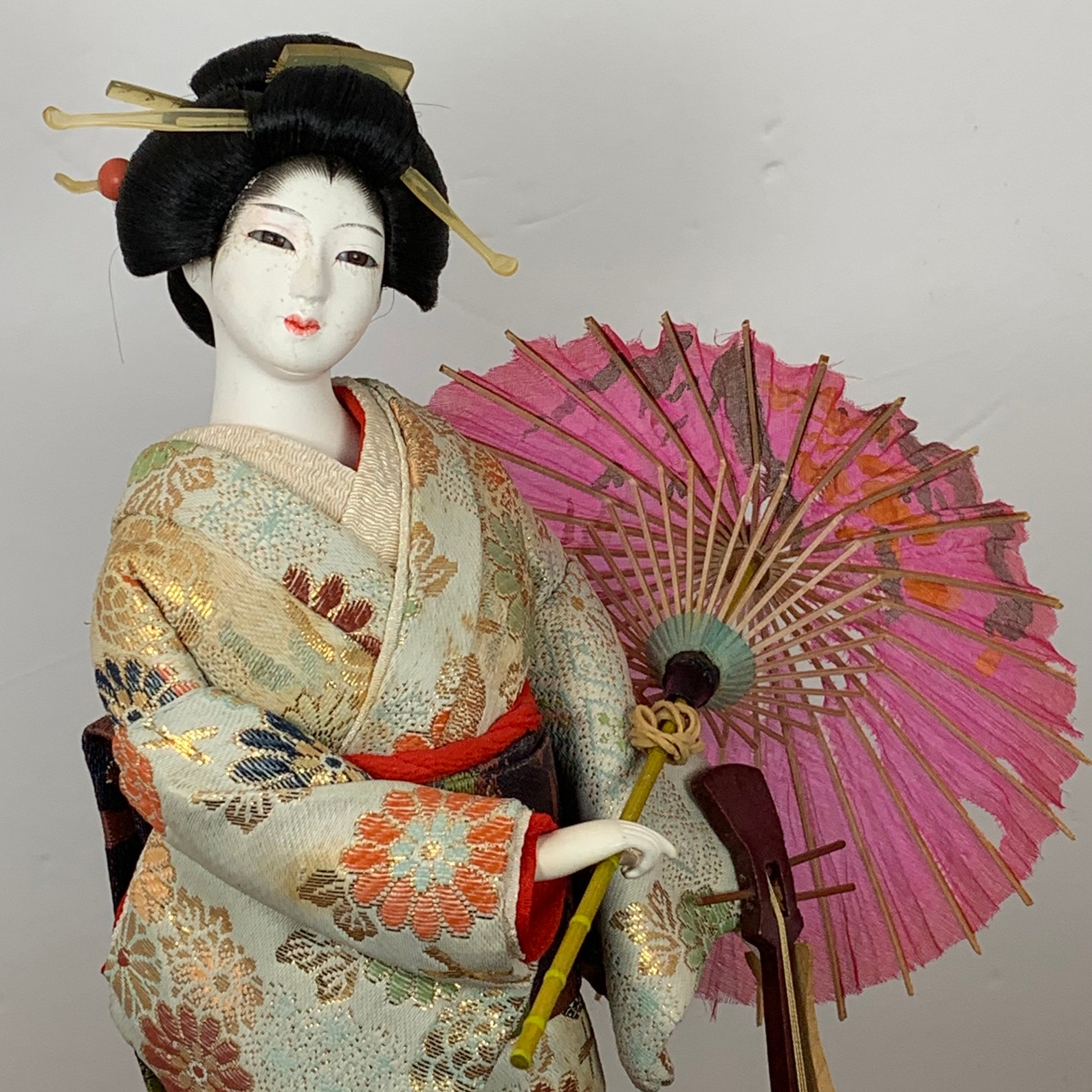 Vintage Japanese Kyoto Geisha Girl Doll With Parasol Fan and Etsy