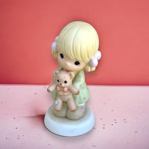Vintage Precious Moments Figurine - Life’s Beary Precious with You-  little girl holding a teddy bear - porcelain figurine Enesco 2000