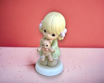 Vintage Precious Moments Figurine - Life’s Beary Precious with You-  little girl holding a teddy bear - porcelain figurine Enesco 2000