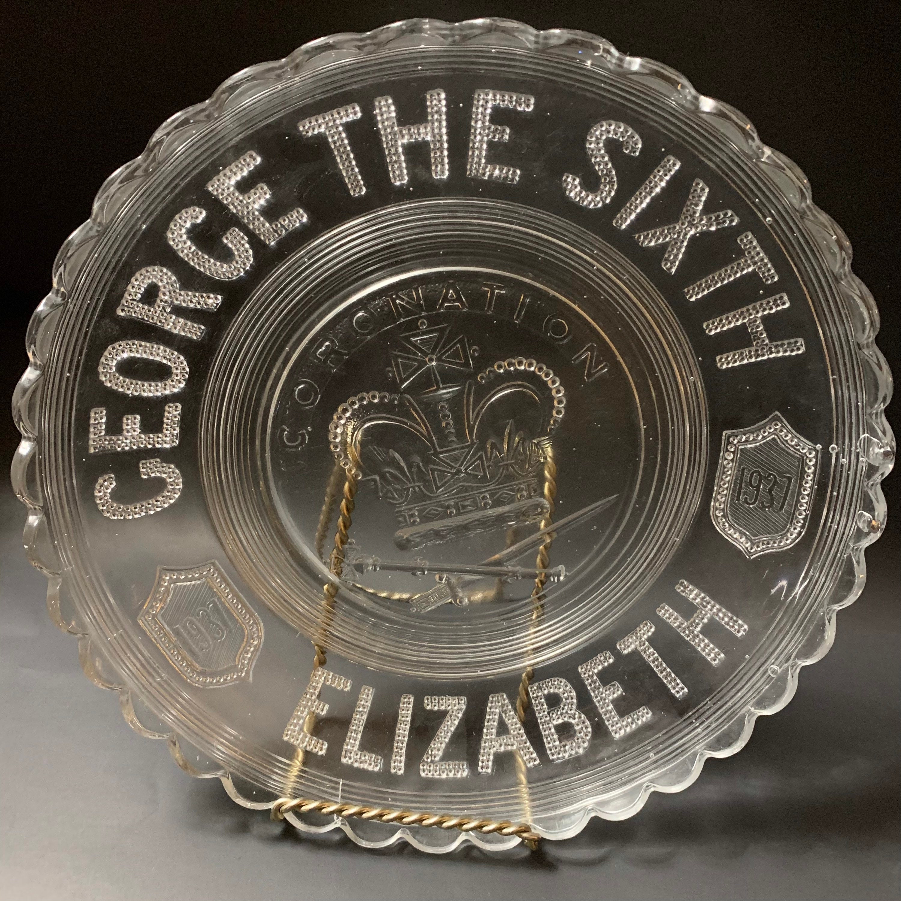 Coronation bowl king george the sixth clear etched glass etsy
