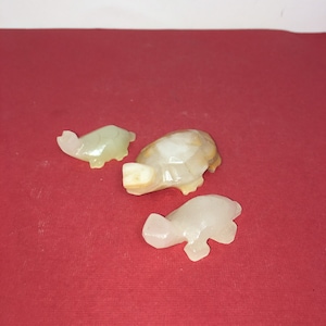 Turtles, Three Vintage Stone Turtle Miniature Figurines