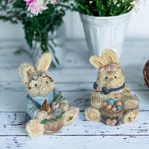 K’s Collection Bunny Rabbit Figurines, Vintage Easter Bunny Figures, Spring Decor