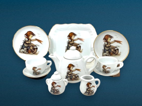 Vintage Child’s Tea Set by M. J. Hummel Tea Set, Auf Wiederseh’n! Farewell Vintage Goebel, Miniature Tea Set