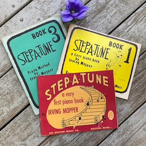 Beginner Piano Book - Step A Tune, A First Piano Book by Irving Mopper - old piano music lesson books for piano students - vintage