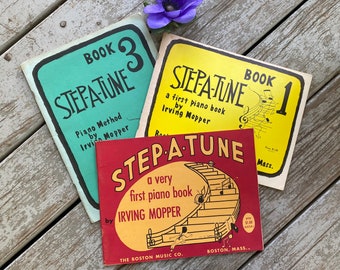 Pianoboek voor beginners - Step A Tune, A First Piano Book van Irving Mopper - oude pianomuzieklesboeken voor pianostudenten - vintage