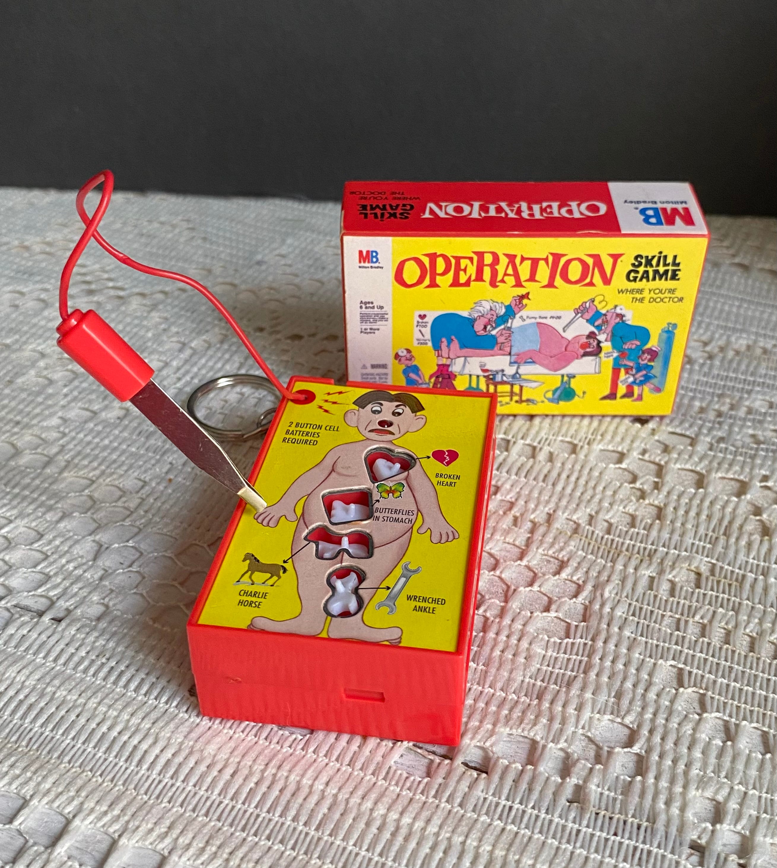Vintage Miniature OPERATION SKILL GAME Mini Travel Size Keychain Game -  Novelty Hasbro Keyring Collectible