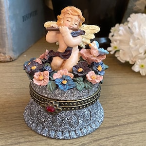 Vintage Engel Schmuckkästchen mit Jewelled Verschluss - Cherub Angel Dekorative Geschenkbox