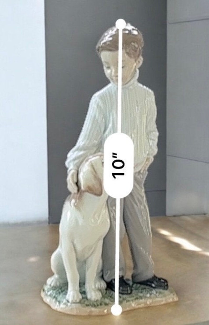 Lladro MY LOYAL FRIEND Dog Figurine #6902, Boy With Dog, Labrador Retriever Figure image 9