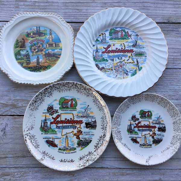 Louisiana State Souvenir Plate, Creole State Plate, Pelican State Plate, Louisiana Collectible Decor