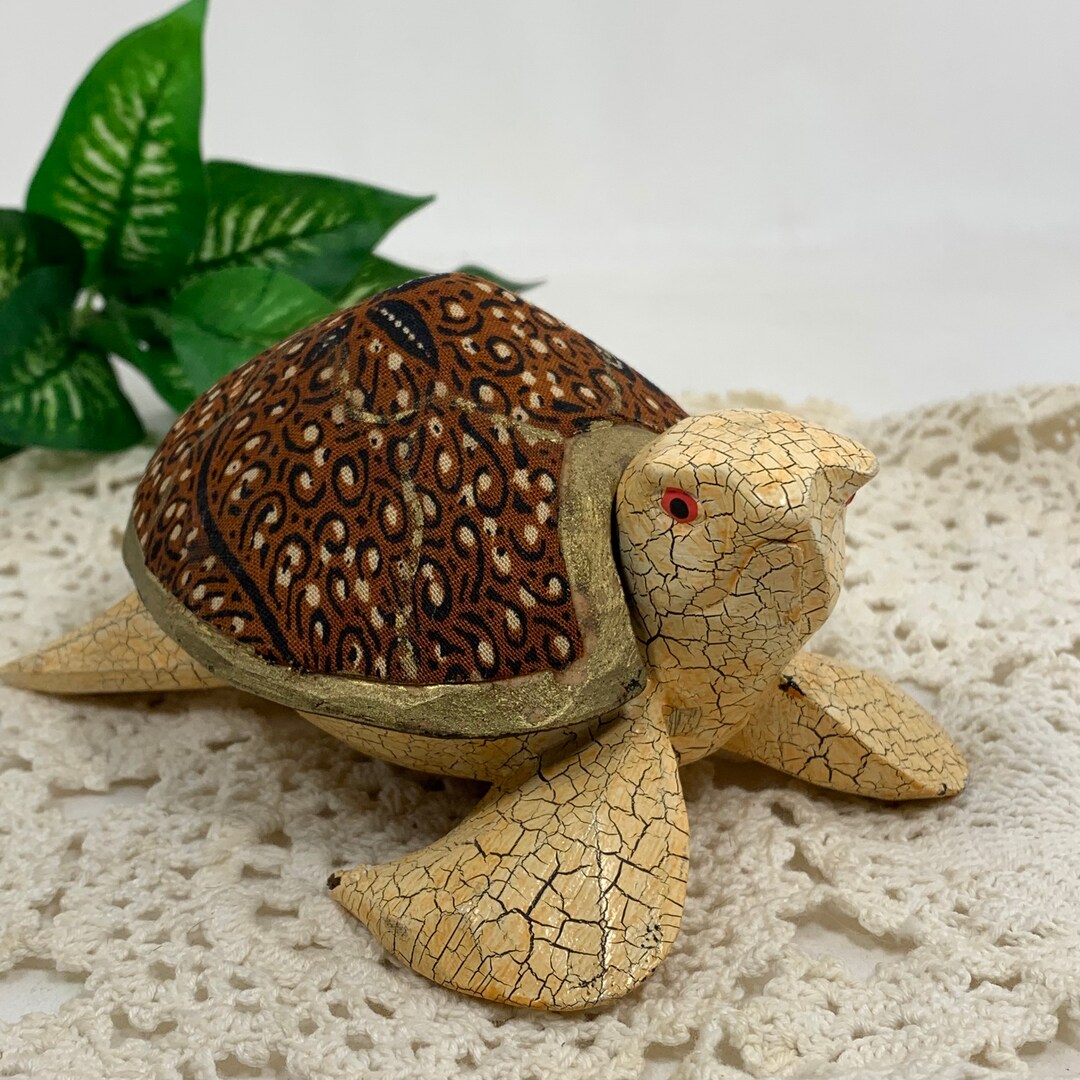 Box Turtle Shell Decorations Vintage Wooden Sea Turtle Trinket Box With Removable Shell Lid – Rustic ...