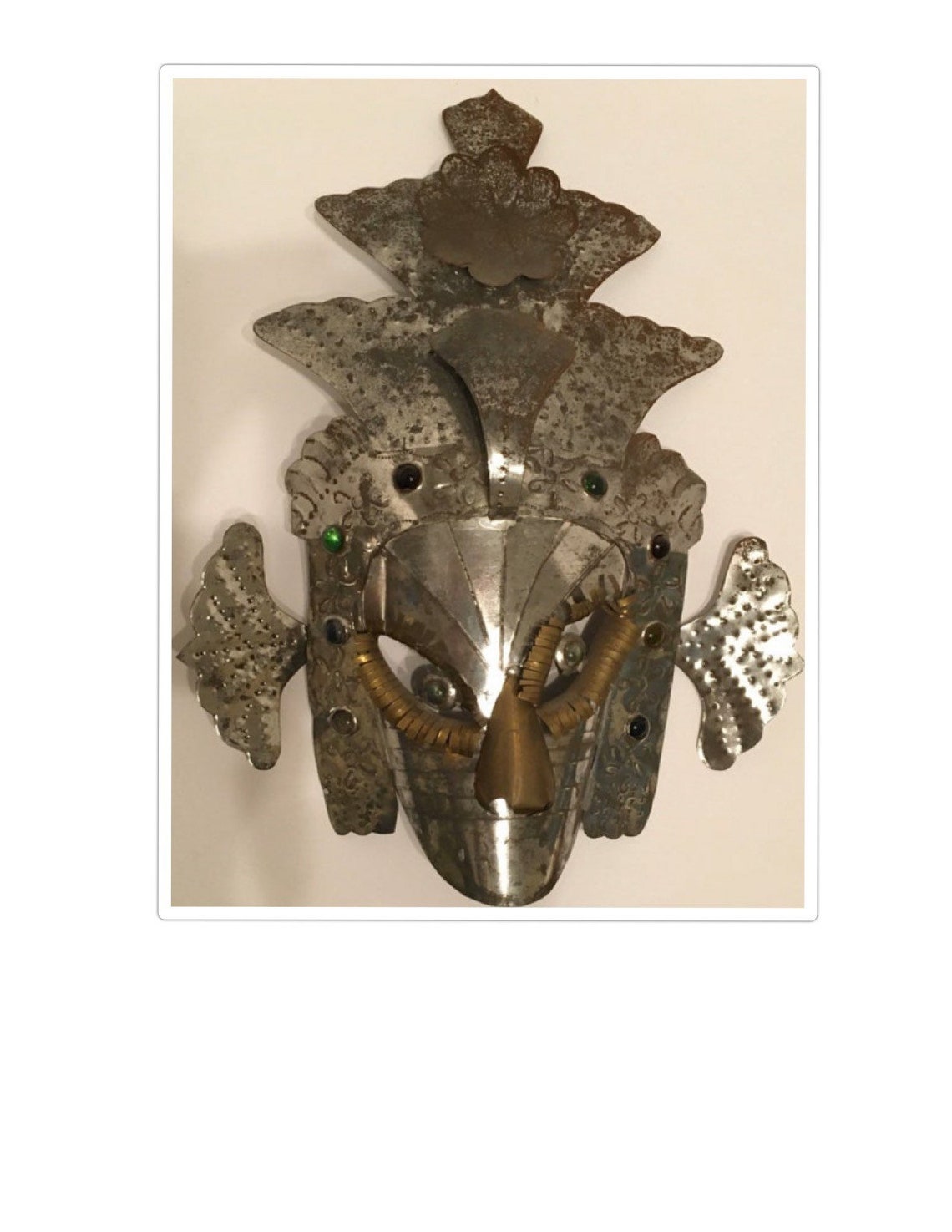 Ceremonial Mask Handcrafted Metal Mexican Mesoamerican Mask Etsy