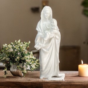 Lenox Madonna & Child 9” Porcelain Bisque Figurine, 1990 Vintage Religious Home Decor