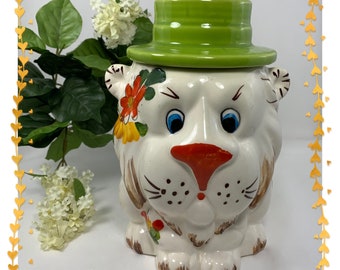 Vintage Lion Cookie Jar, Treat Jar, hecho en Brasil