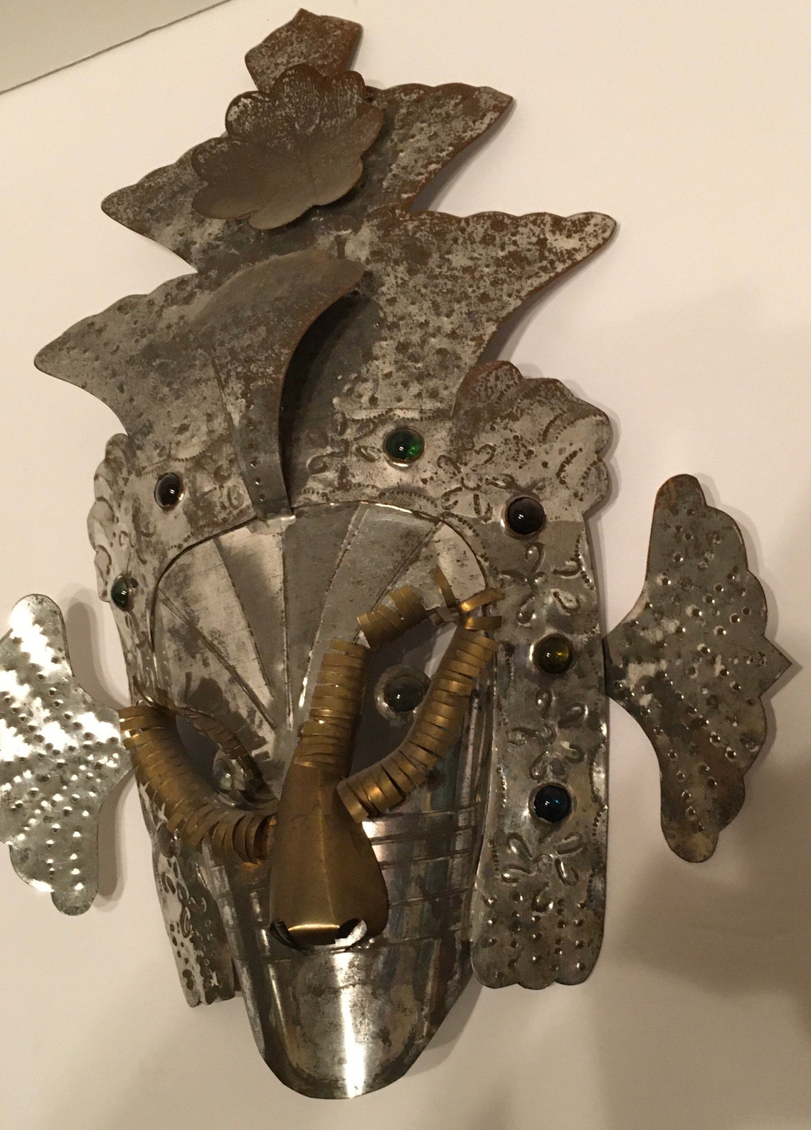 Ceremonial Mask Handcrafted Metal Mexican Mesoamerican Mask Etsy