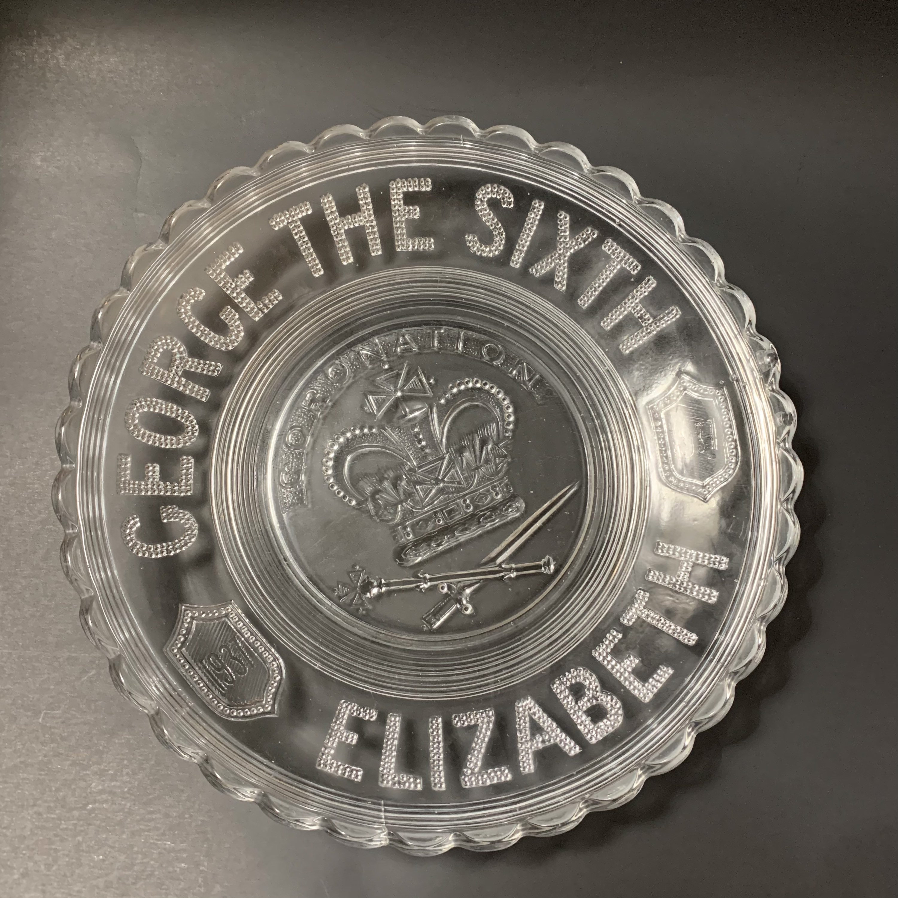 Coronation bowl king george the sixth clear etched glass etsy