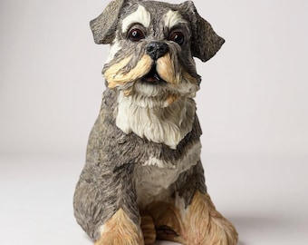 ヴィンテージ グレーと白の座ったシュナウザー犬の陶器の置物 - Etsy 日本