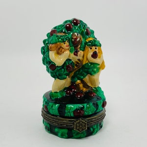 Adam and Eve with Apple Trinket Porcelain Hinged Trinket Box