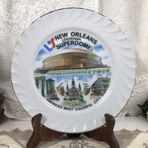 Plato de recuerdo vintage del Superdome de Nueva Orleans, Luisiana, plato de colección de Luisiana, la ciudad más colorida de Estados Unidos, Norlean China