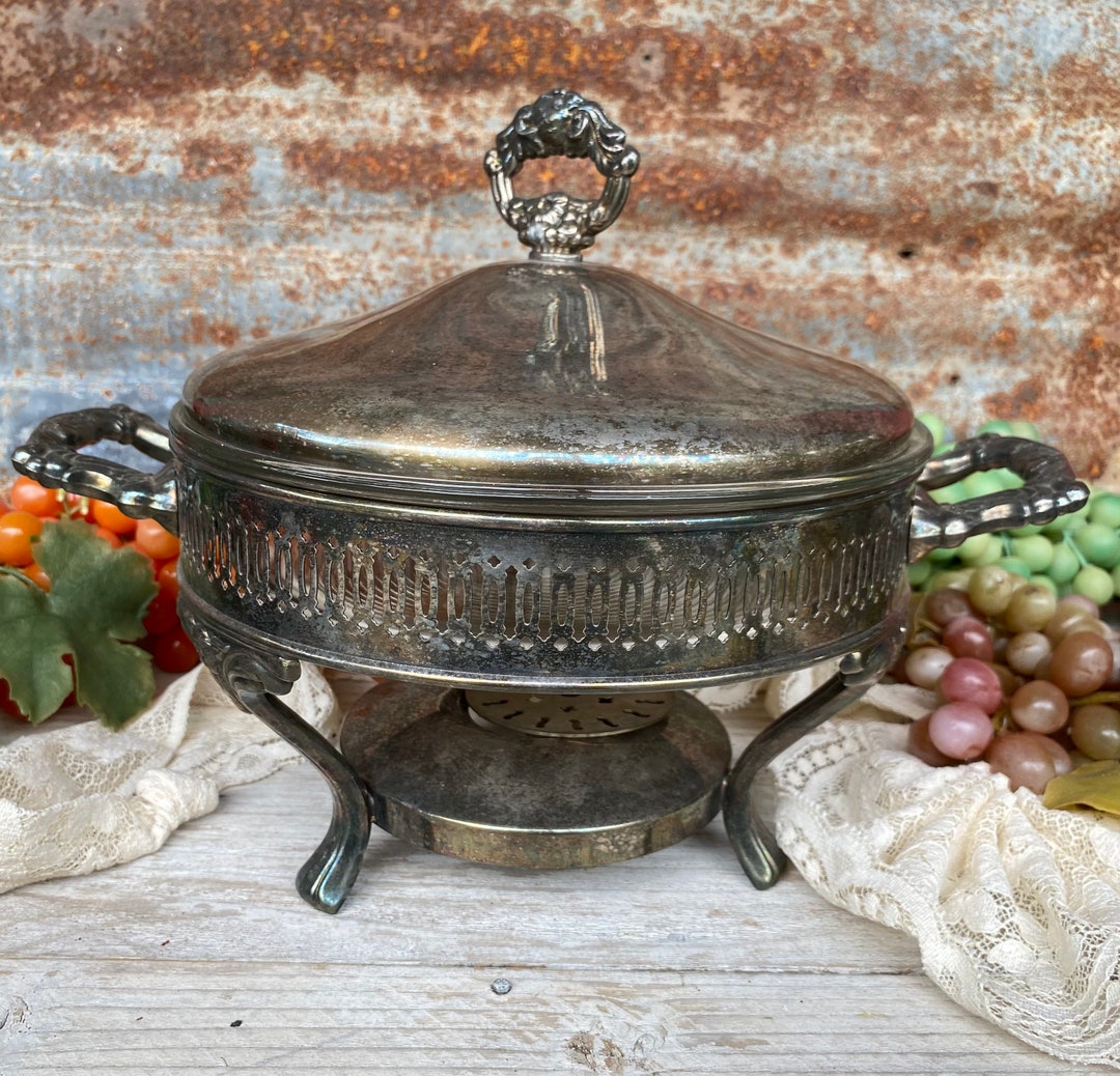 Buy Oneida Silver Chafing Dish Vintage Heavy Duty Food Warmer Online in  India