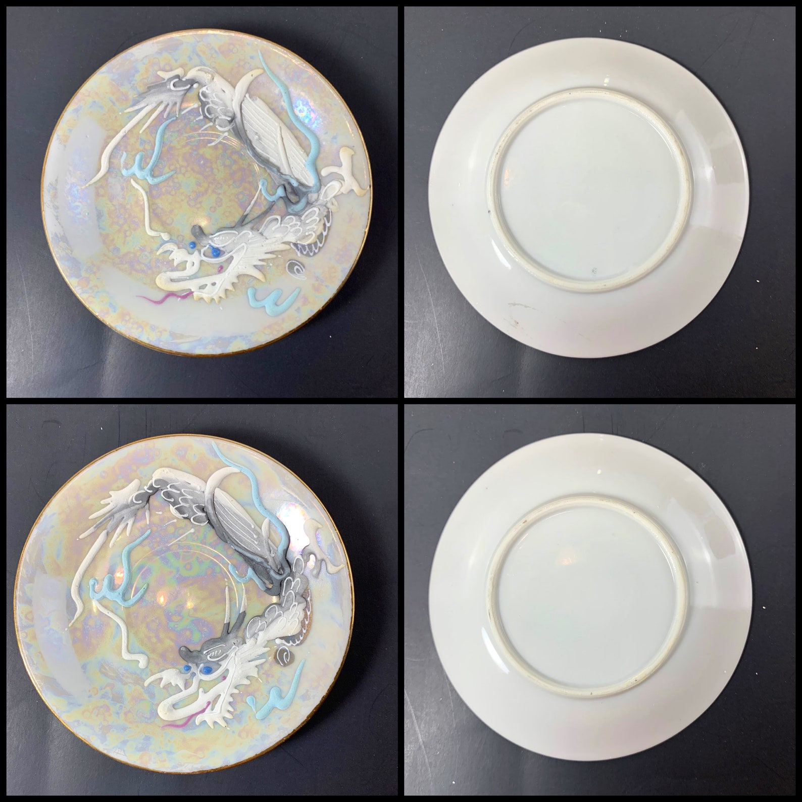 Moriage Dragonware Tea Set Translucent Pearl Gold Trim Dragons Etsy