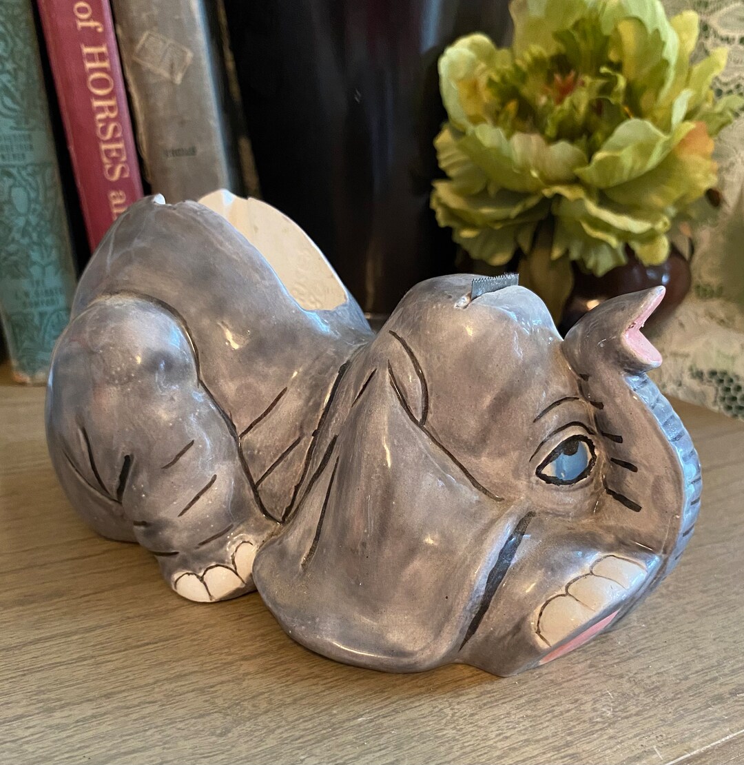 Vintage Ceramic Elephant Tape Dispenser Novelty Desk Tape Etsy