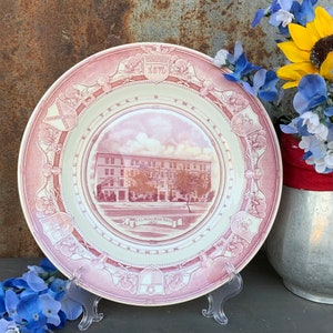 Vintage Wedgwood Texas A & M Universität Gedenk Souvenir Teller von Walton Hall, Texas Aggie Memorabilia Dekor