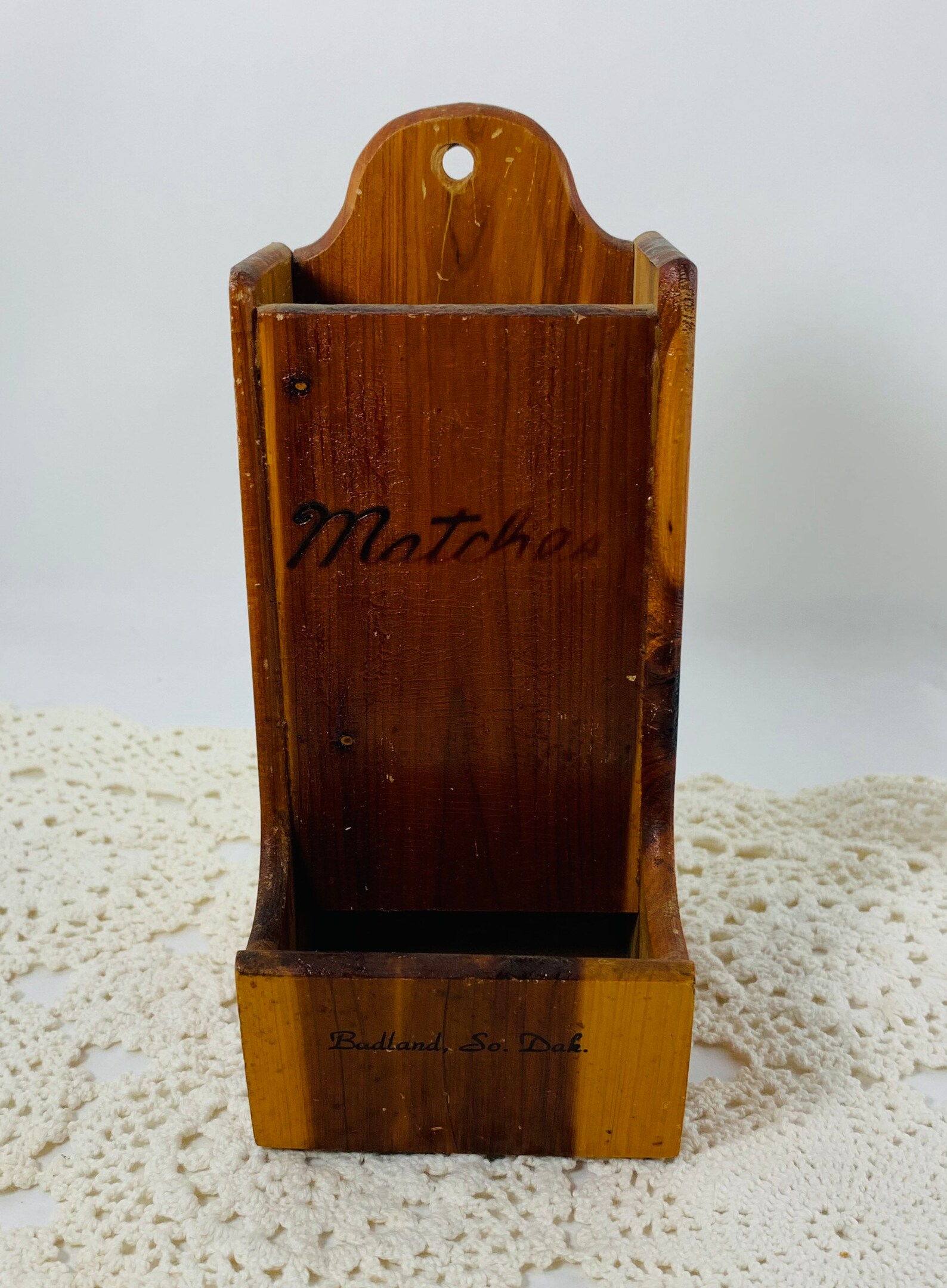 Vintage Matchbox Holder Wooden Match Holder South Dakota Etsy