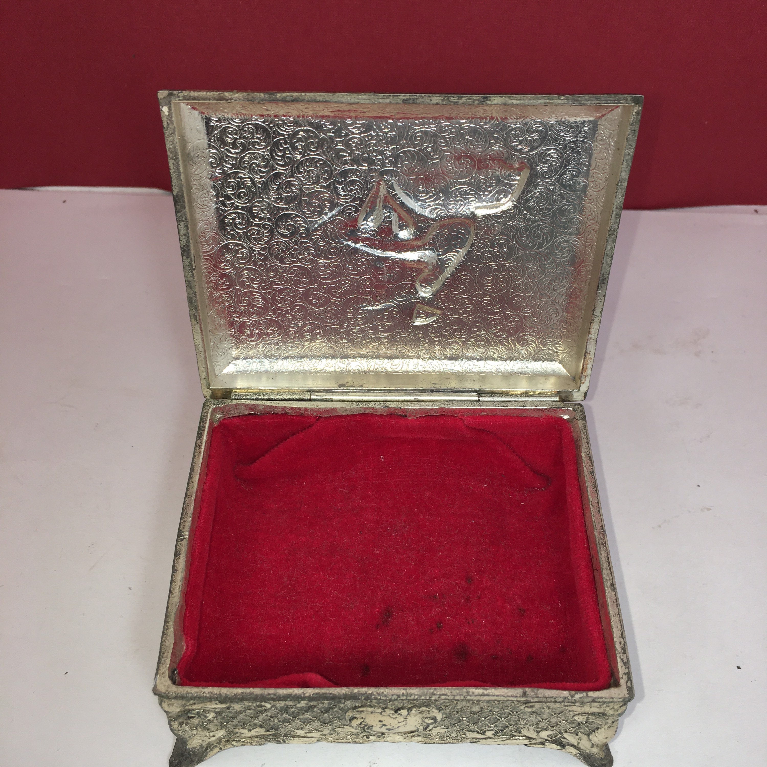 Vintage Metal Jewelry Box Trinket Box Velvet Lined Japan - Etsy