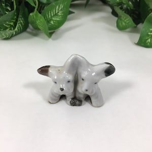 Vintage Terrier Dog Figurine, MidCentury Dog Figurine, Miniature Black and White Terrier Dog porcelain figure dog lover gift
