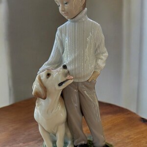 Lladro MY LOYAL FRIEND Dog Figurine #6902, Boy With Dog, Labrador Retriever Figure image 10