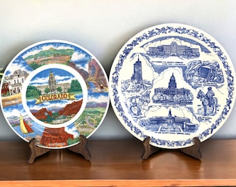 Colorado Souvenir Plate, Vintage Colorado Collectible Plate Wall Decor, Silverton Colorado Enco Staffordshire, Vernon Kilns, Sanders Mfg