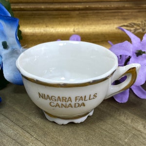 Niagara Falls Kanada Souvenir Teetasse, Vintage Miniatur Niagara Falls Sammlerstück