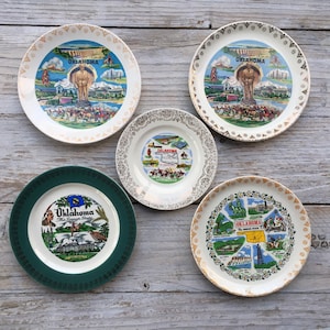 Plato de recuerdo de Oklahoma, plato coleccionable pequeño vintage del estado de Oklahoma Sooner, decoración de Oklahoma