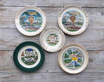 Oklahoma Souvenir Plate, Small Vintage Oklahoma Sooner State Collectible Plate, Oklahoma Decor