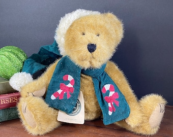 Vintage Boyds Bears Christmas Bear, BJ Bearricane, 12" Jointed Plush Teddy Bear, Archive Collection