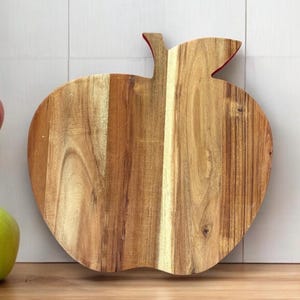 Vintage Wooden Apple Shaped Cutting Board, Charcuterie Board, Wood Serving Tray