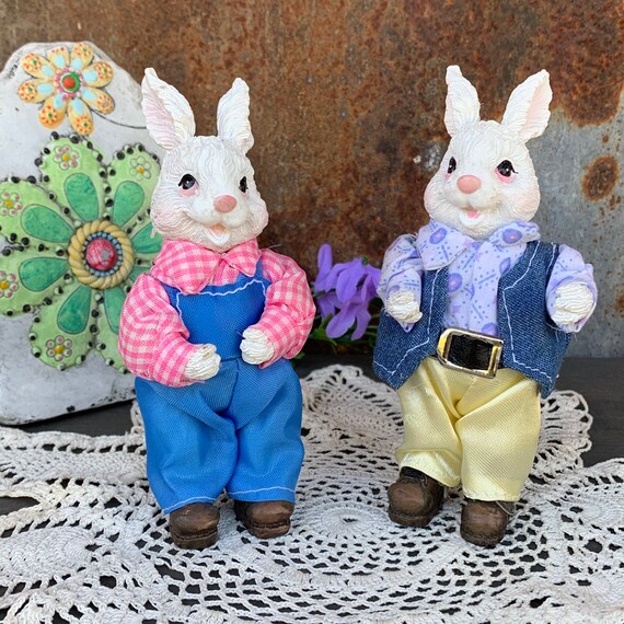 Vintage Ks Collection Rabbit Figurine Dressed in Clothes Etsy
