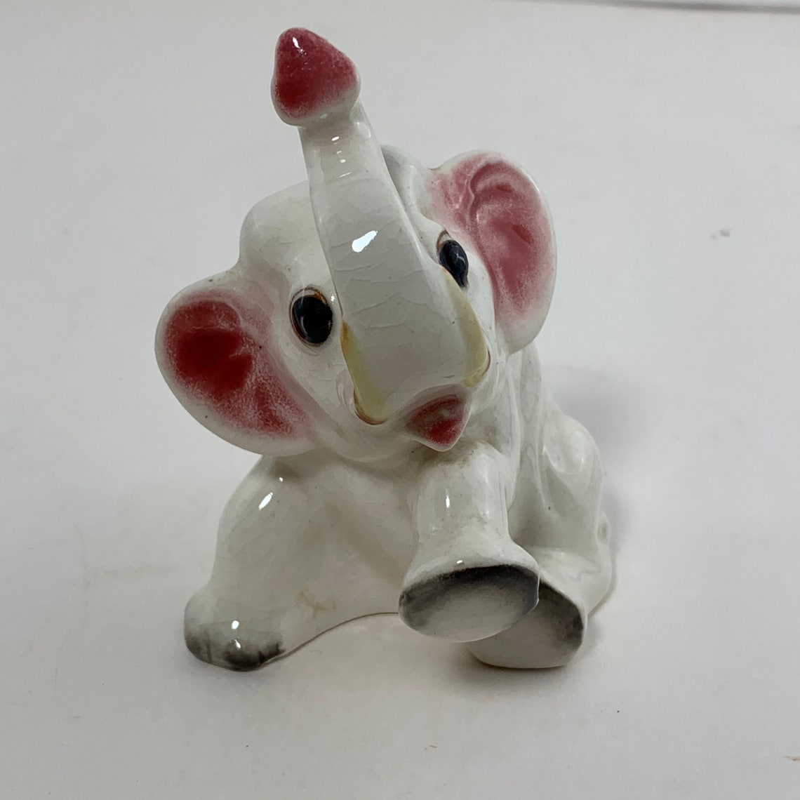White Elephant Figurine Hand Painted Made in Japan Etsy