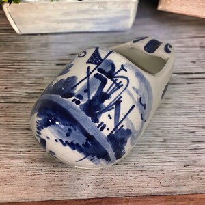 Delft Blue Windmill Ceramic Clog Shoe, Clog Planter- Holland