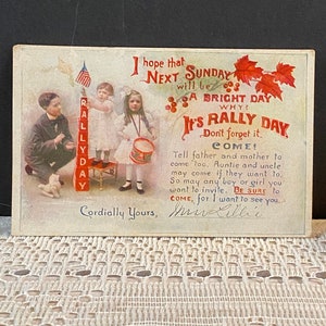 Rally Day Sonntagsschulpostkarte - 1913 - Antik