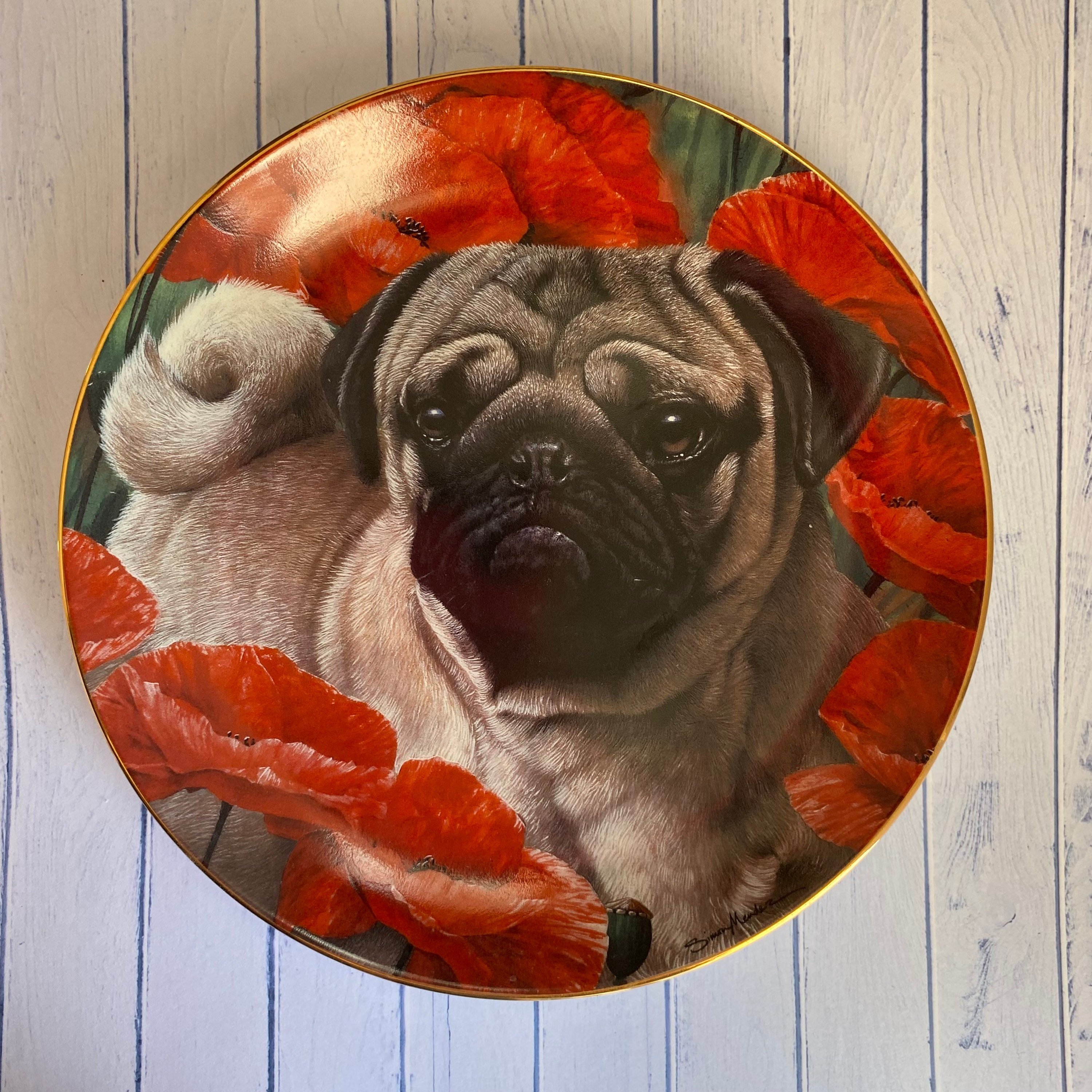 Vintage Limited Edition Danbury Mint PUGS Plate - “poppy Love” by