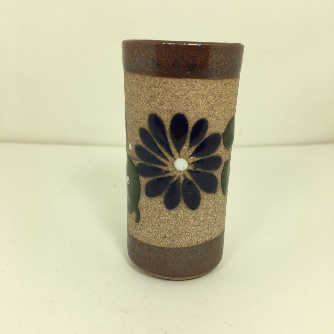 Miniature Brown Flower Vase Handpainted Mexico Etsy UK