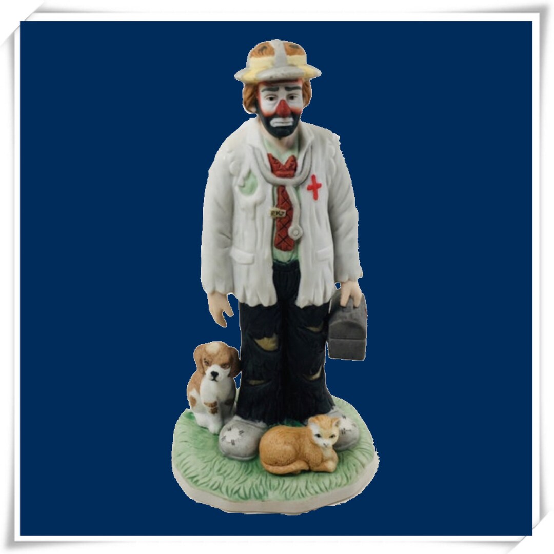Emmett Kelly Hobo Clown Veterinarian Figurine, Collectible Clowns by