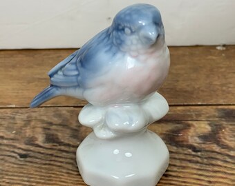 Vintage Blauer Vogel Figur von Gerald Porzellan Bavaria Western Germany