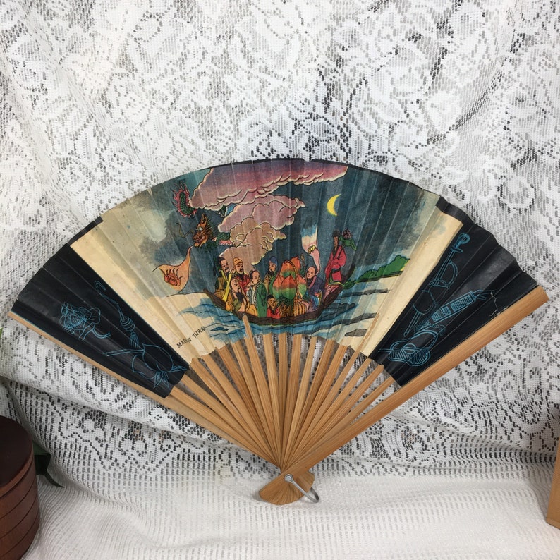 Folding Hand Fans Vintage Oriental Hand Fans Korean Hand Etsy