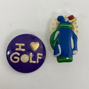 Golf Jewelry, Lady’s Vintage Golf Caddie Button Cover and  I Love Golf Earring, Golf Craft Supplies